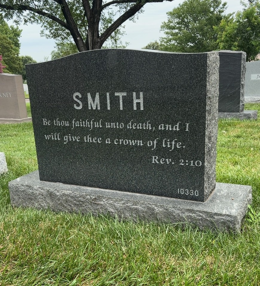 Back of headstone — William E Smith