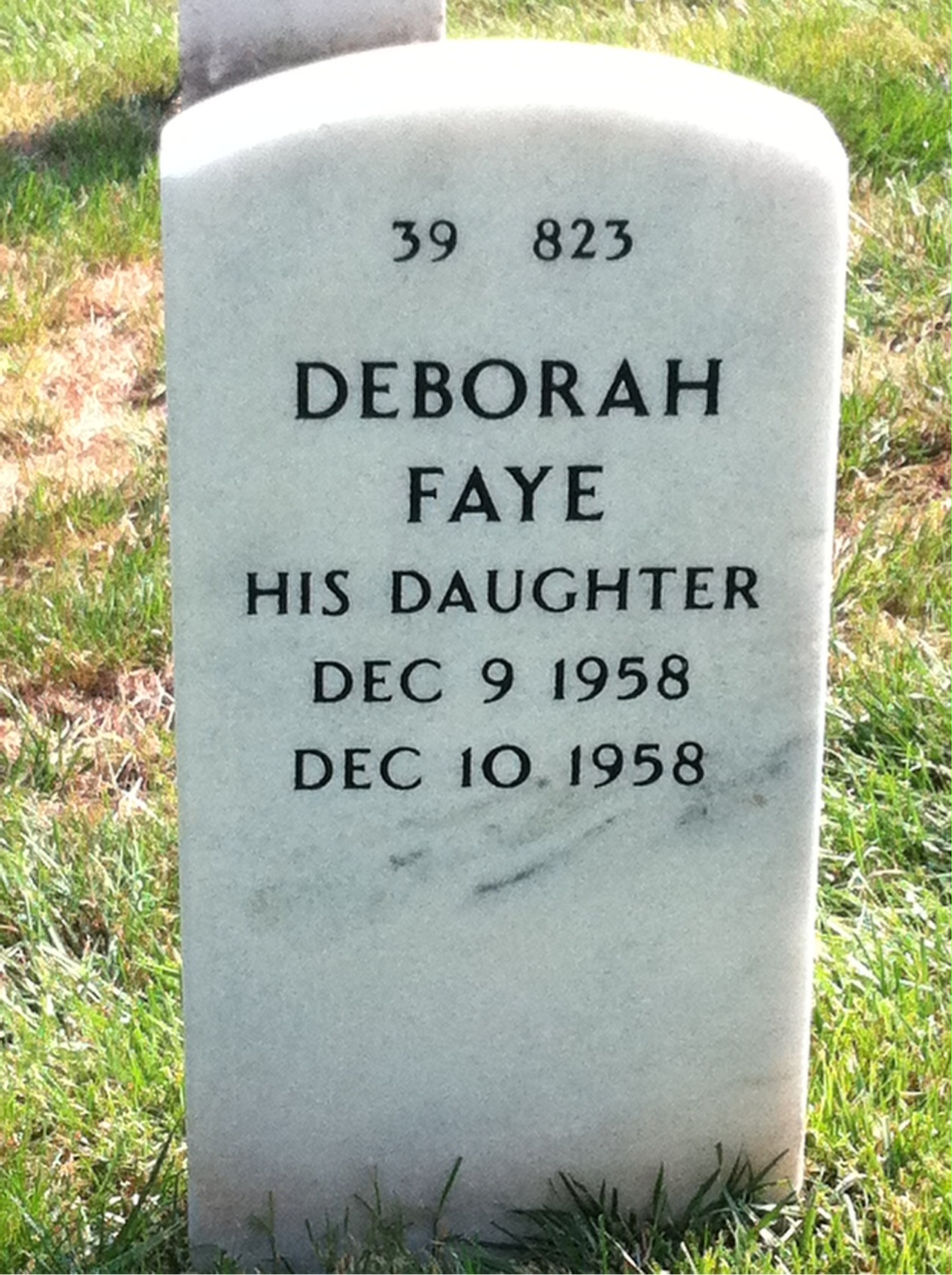 Back of headstone — Nolan Ming