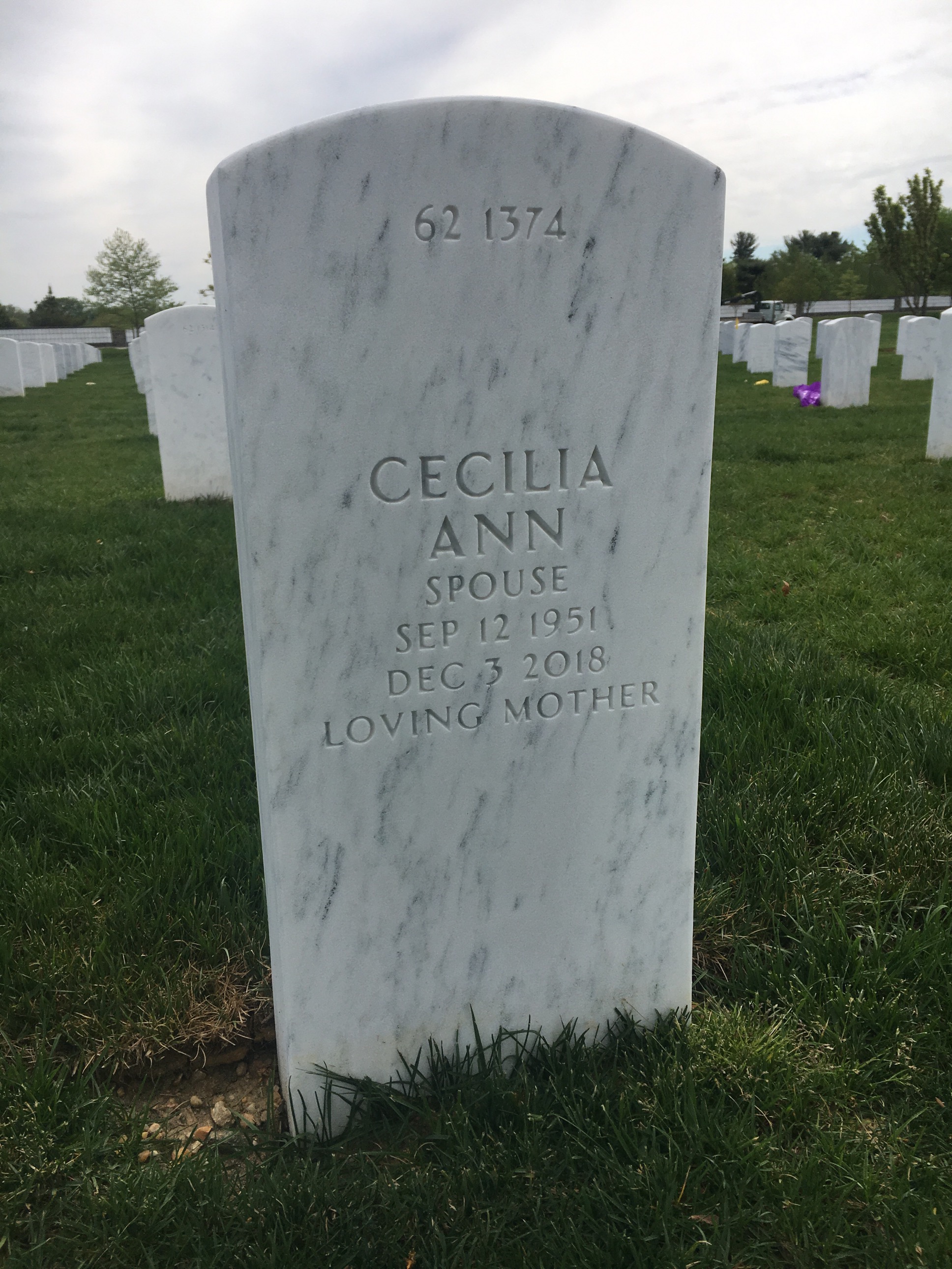 Back of headstone — Daniel Augustine