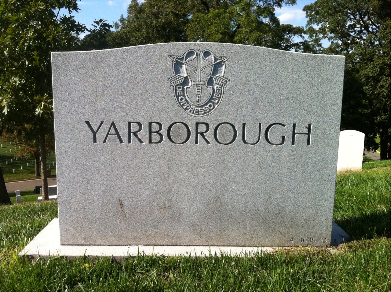 Back of headstone — William Yarborough