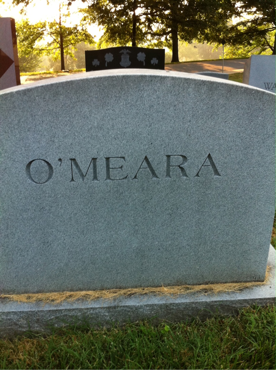 Back of headstone — Andrew O'Meara