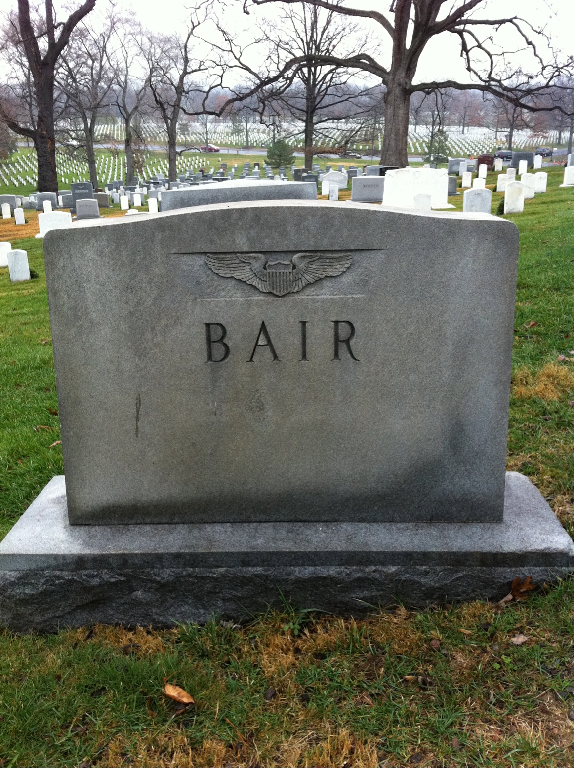 Back of headstone — Ellsworth Bair