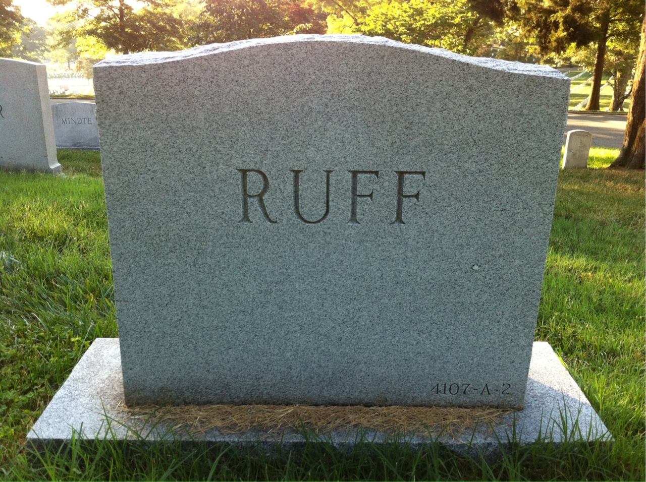 Back of headstone — Howard Ruff