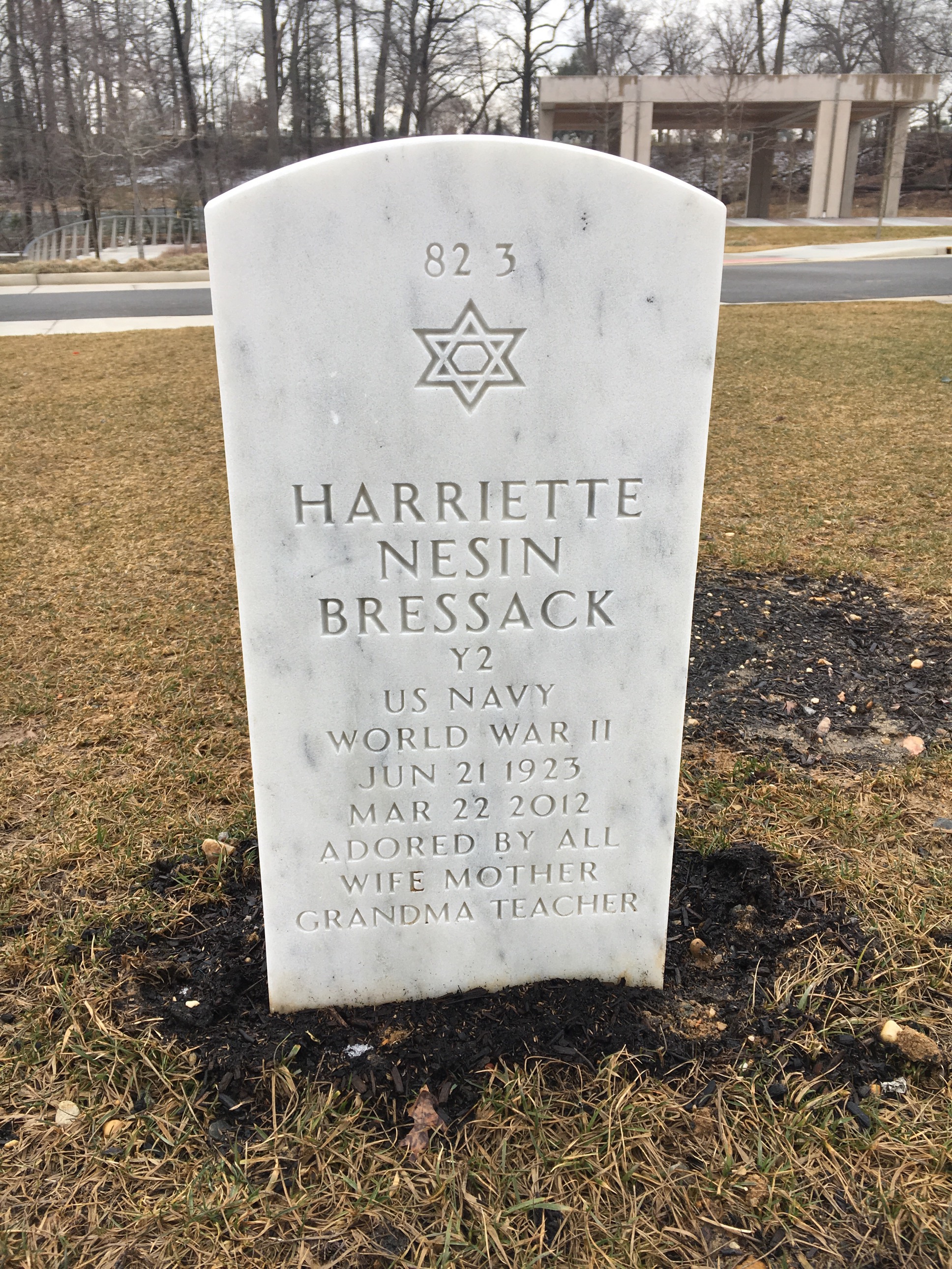 Back of headstone — Alfred Bressack
