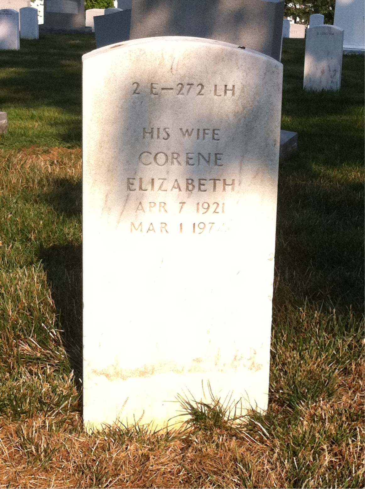 Back of headstone — Corene Barrett