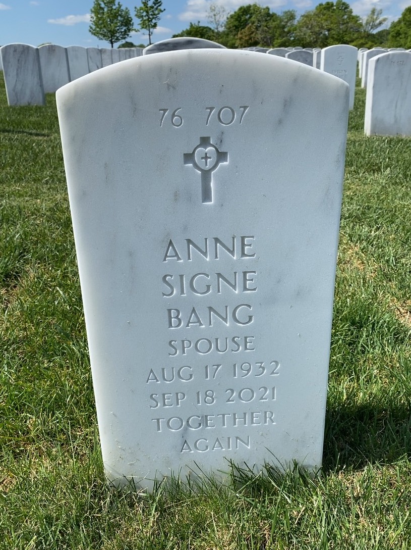 Back of headstone — Arne Bang