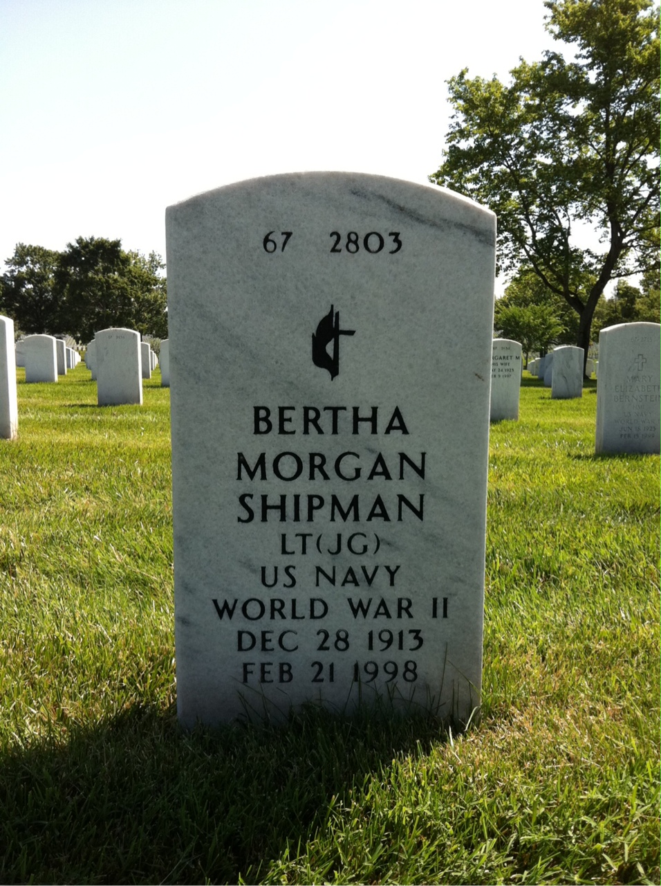 Back of headstone — Bertha Shipman