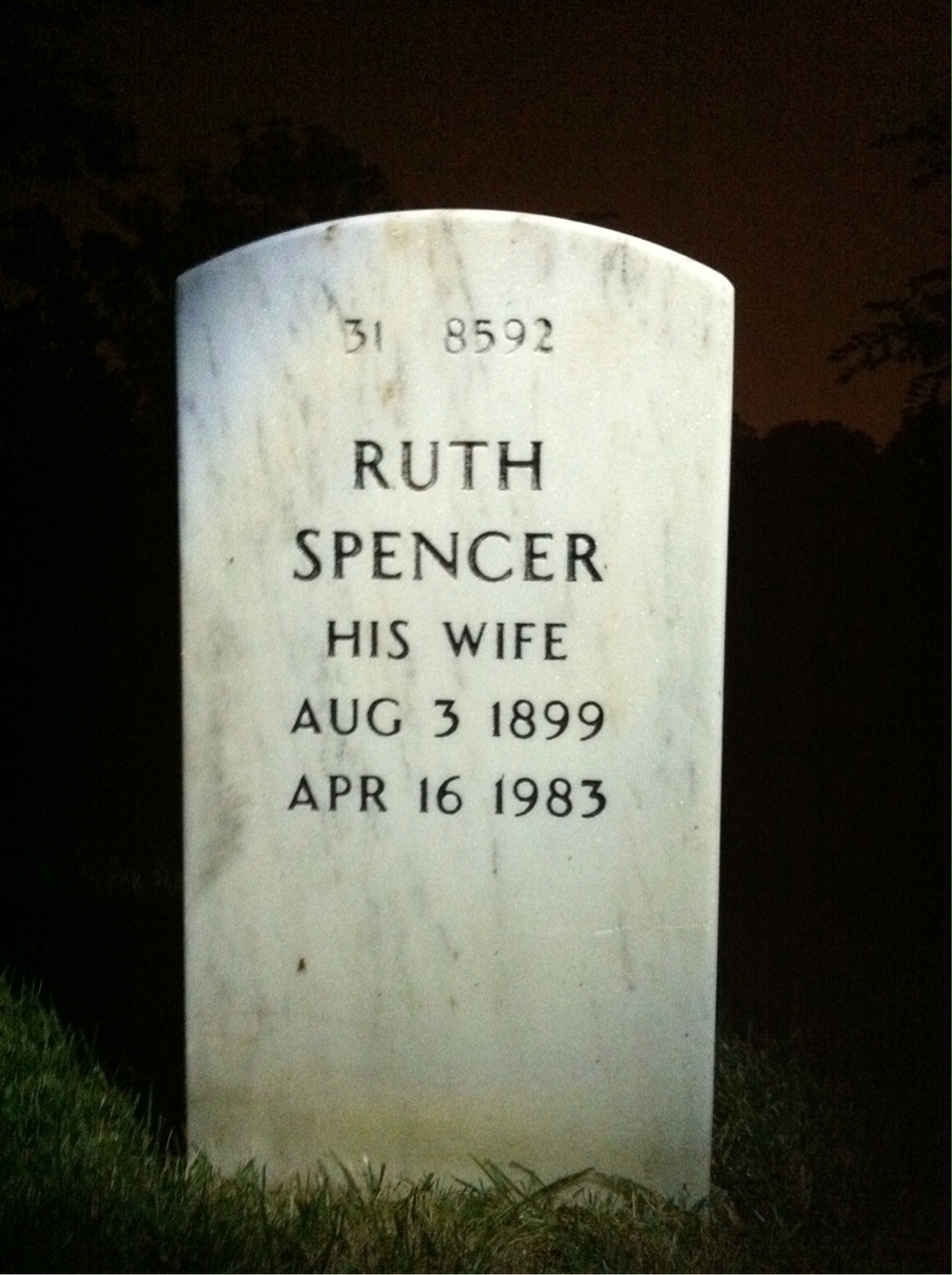Back of headstone — Vennard Wilson