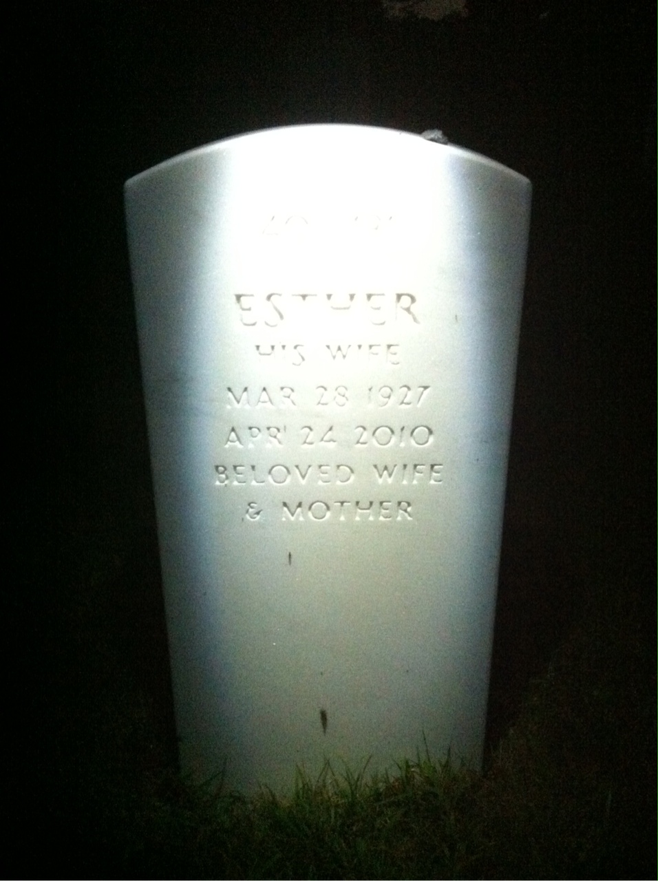 Back of headstone — Benjamin Eissler