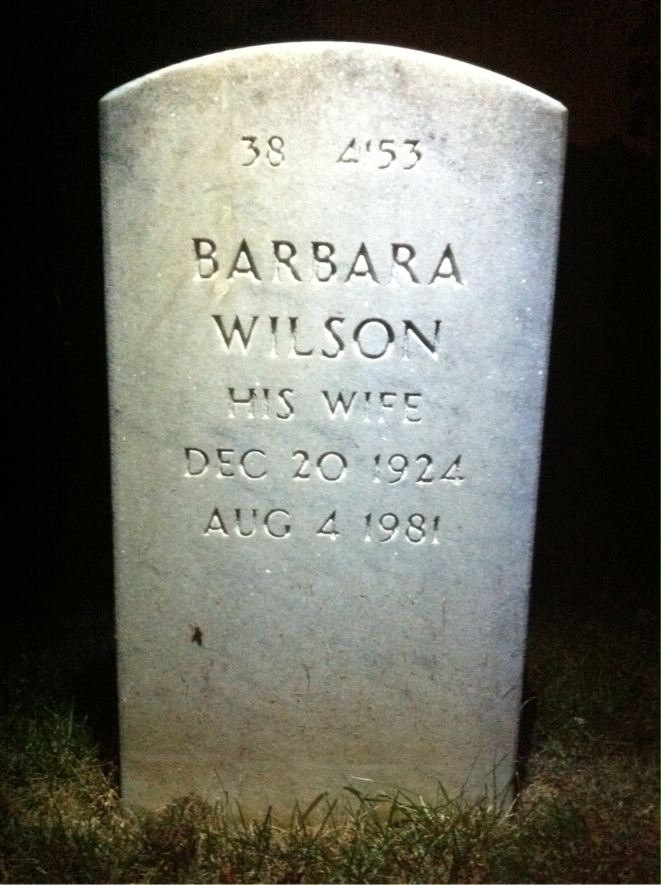 Back of headstone — Evan Parker
