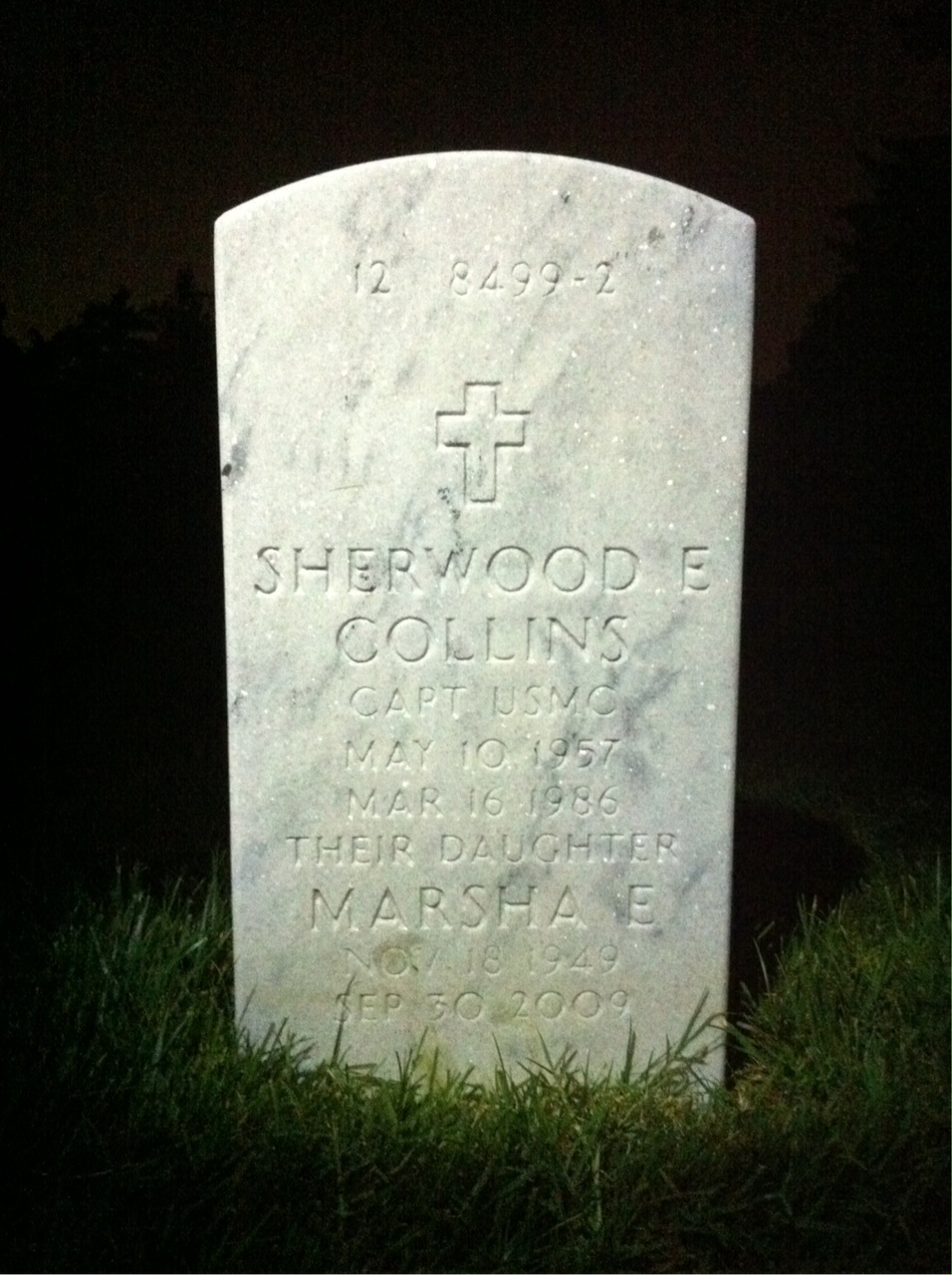 Back of headstone — Sherwood Collins