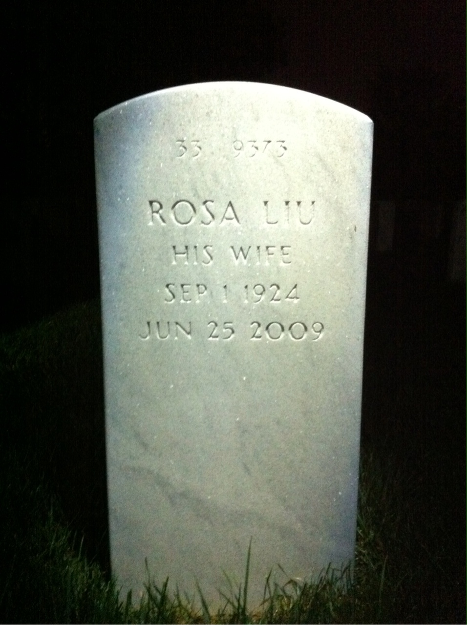 Back of headstone — Toney Mihelic