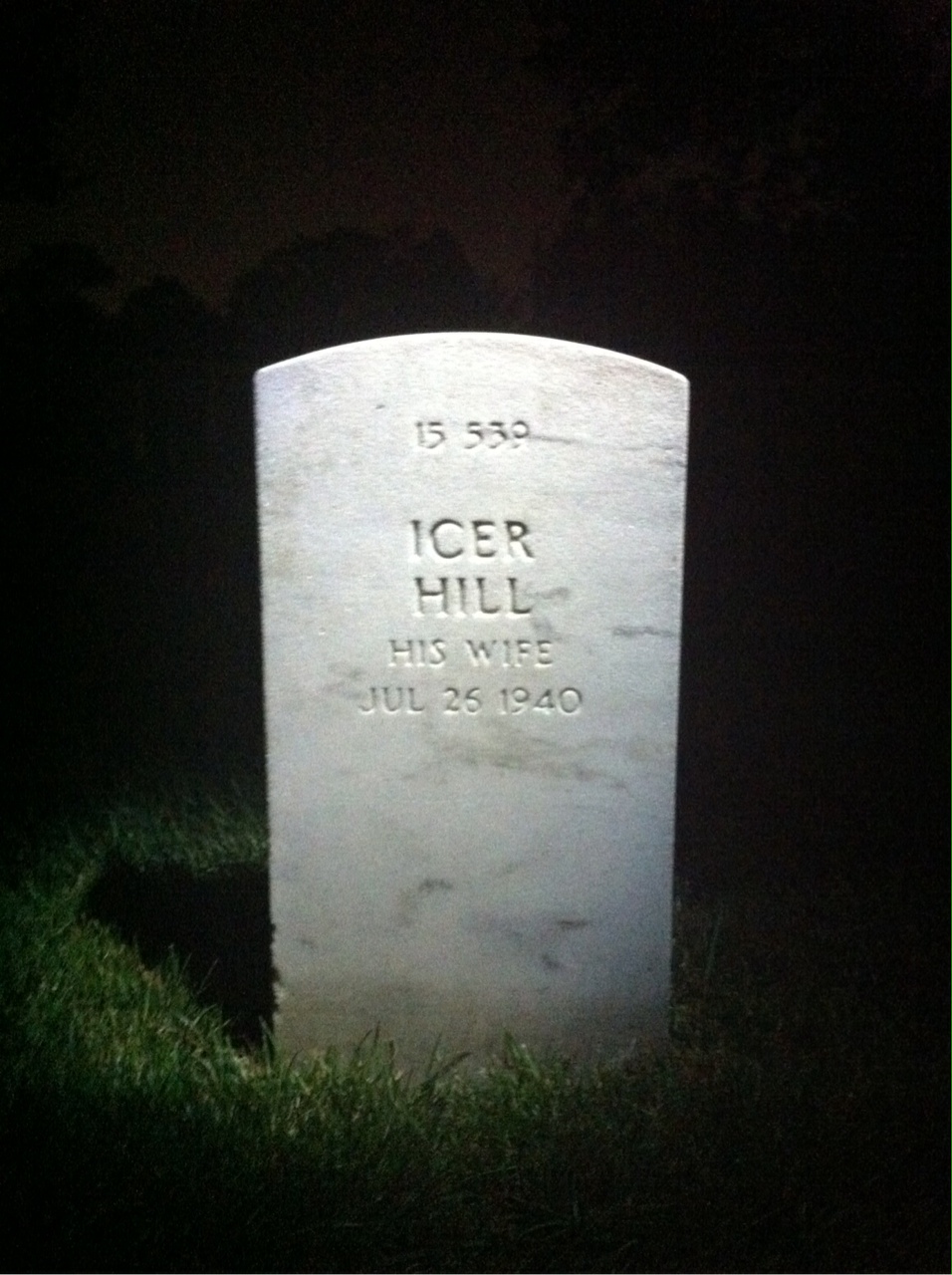 Back of headstone — Robert Armstrong