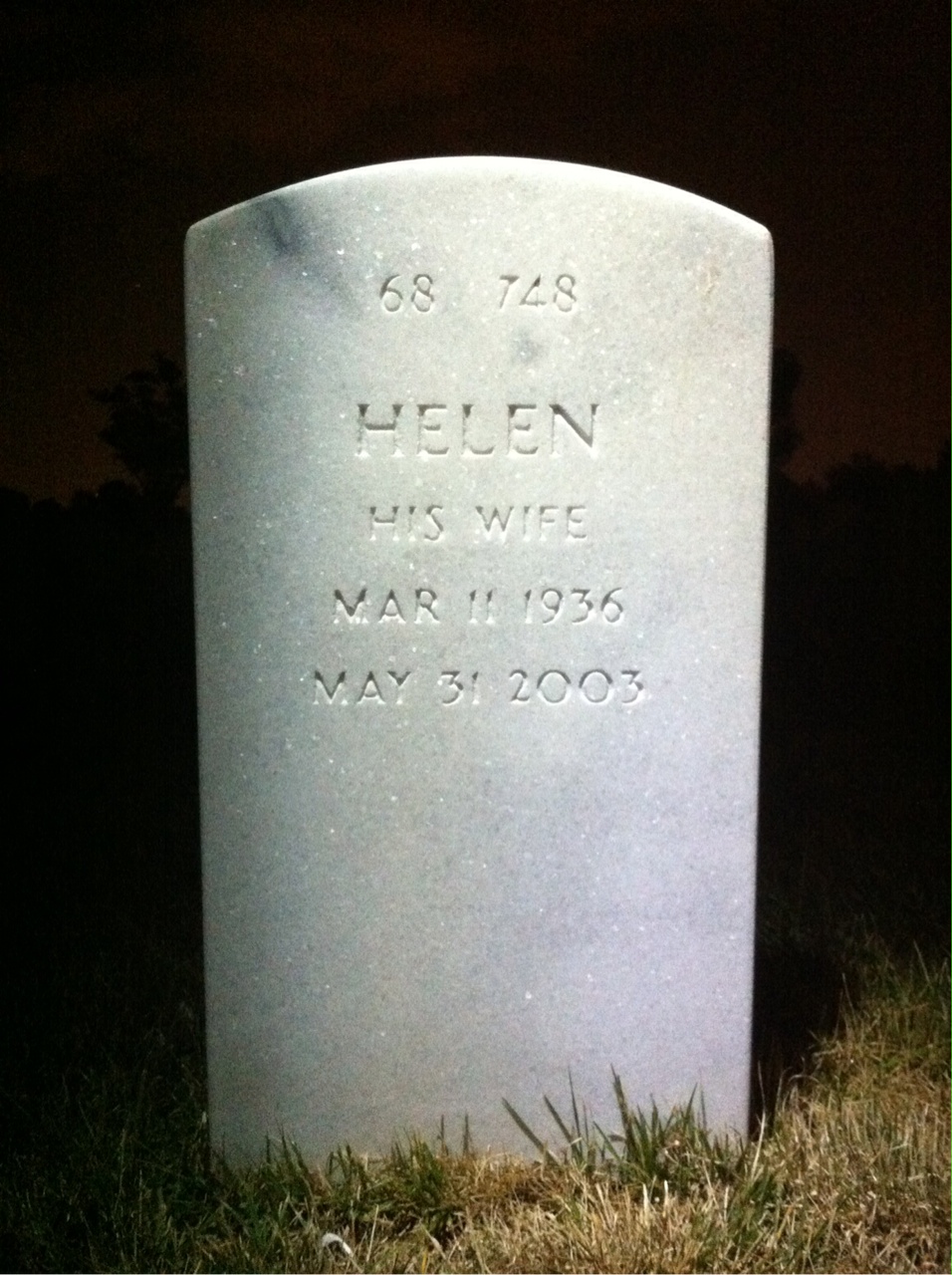 Back of headstone — Russell Gross
