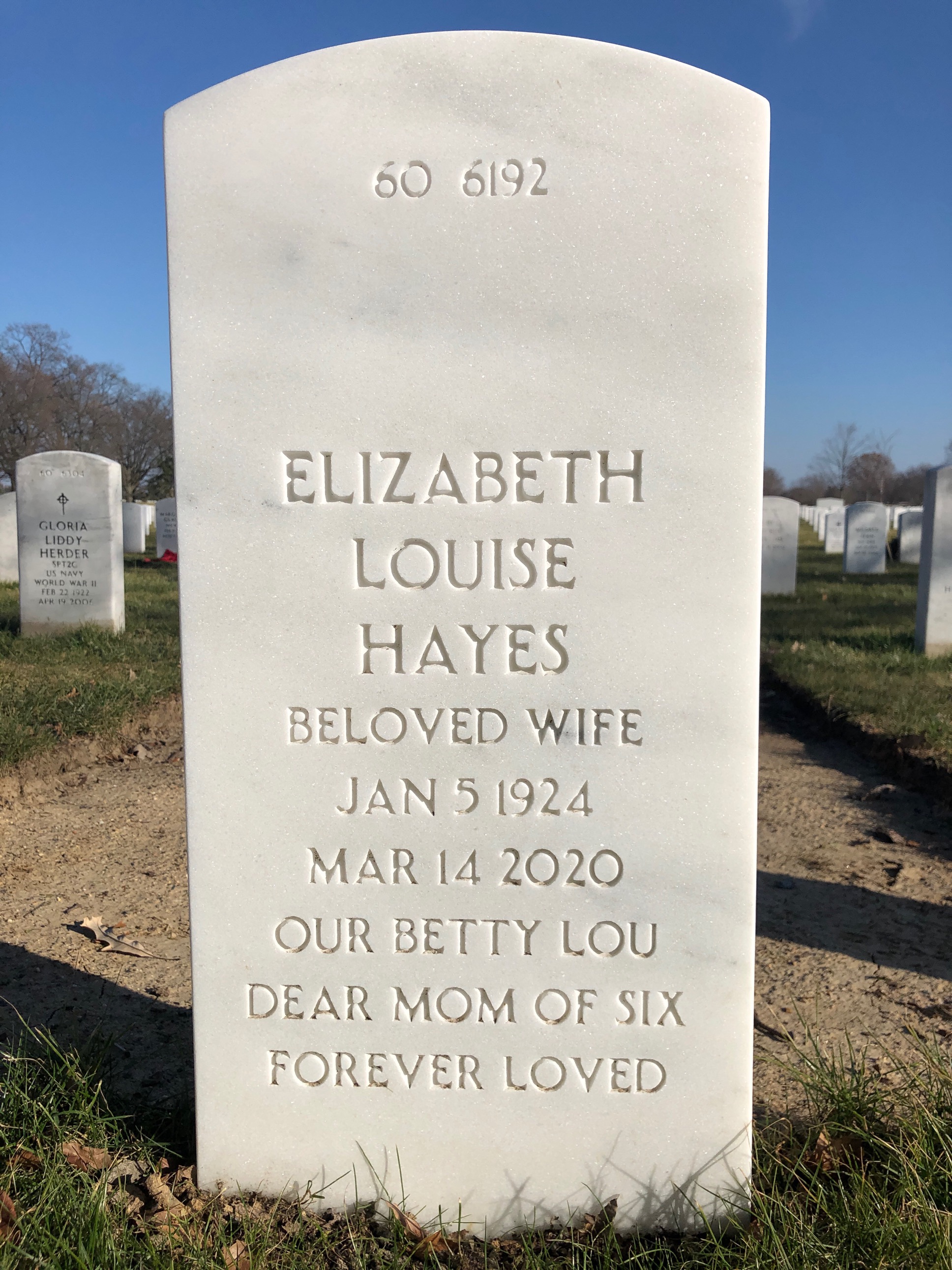 Back of headstone — Herbert Hayes