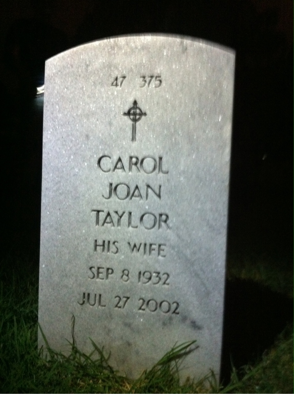 Back of headstone — Carol Muldoon