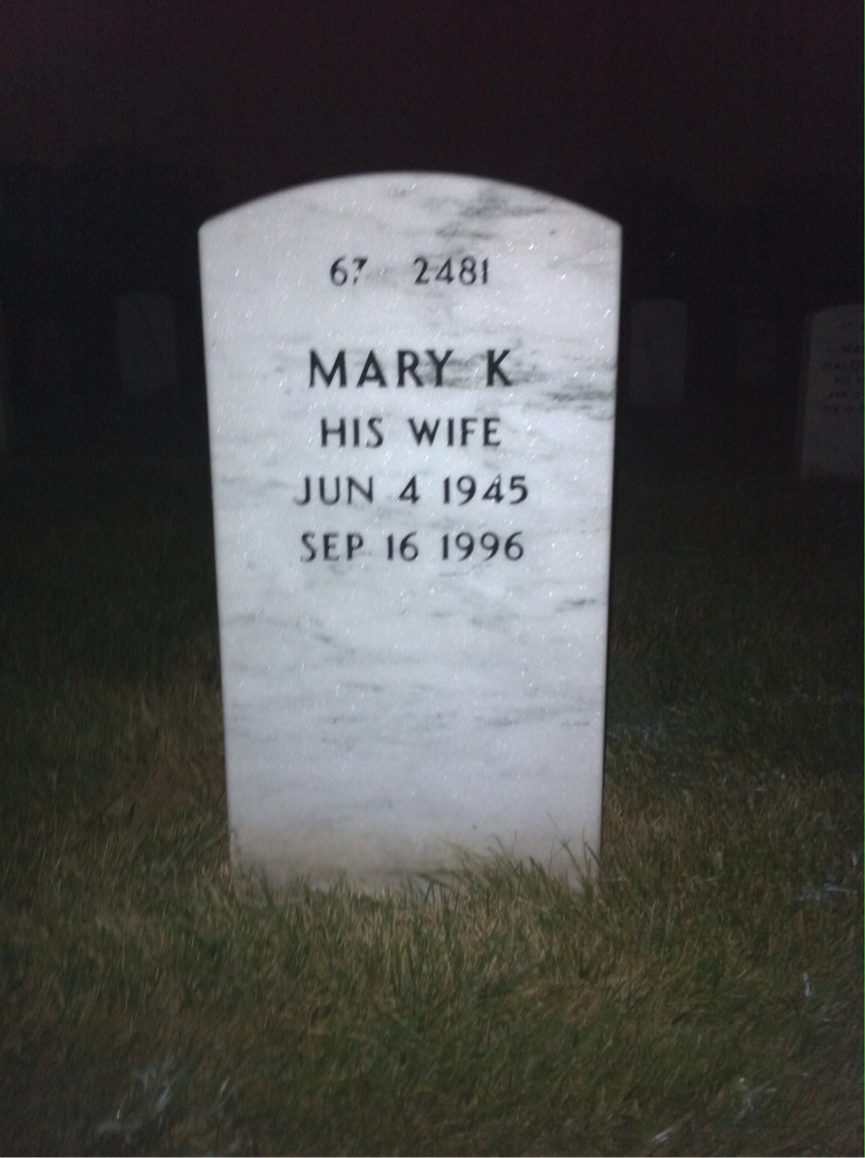 Back of headstone — Larry Miller