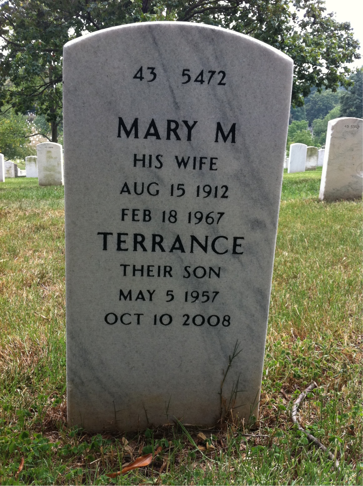 Back of headstone — Robert Mckenna