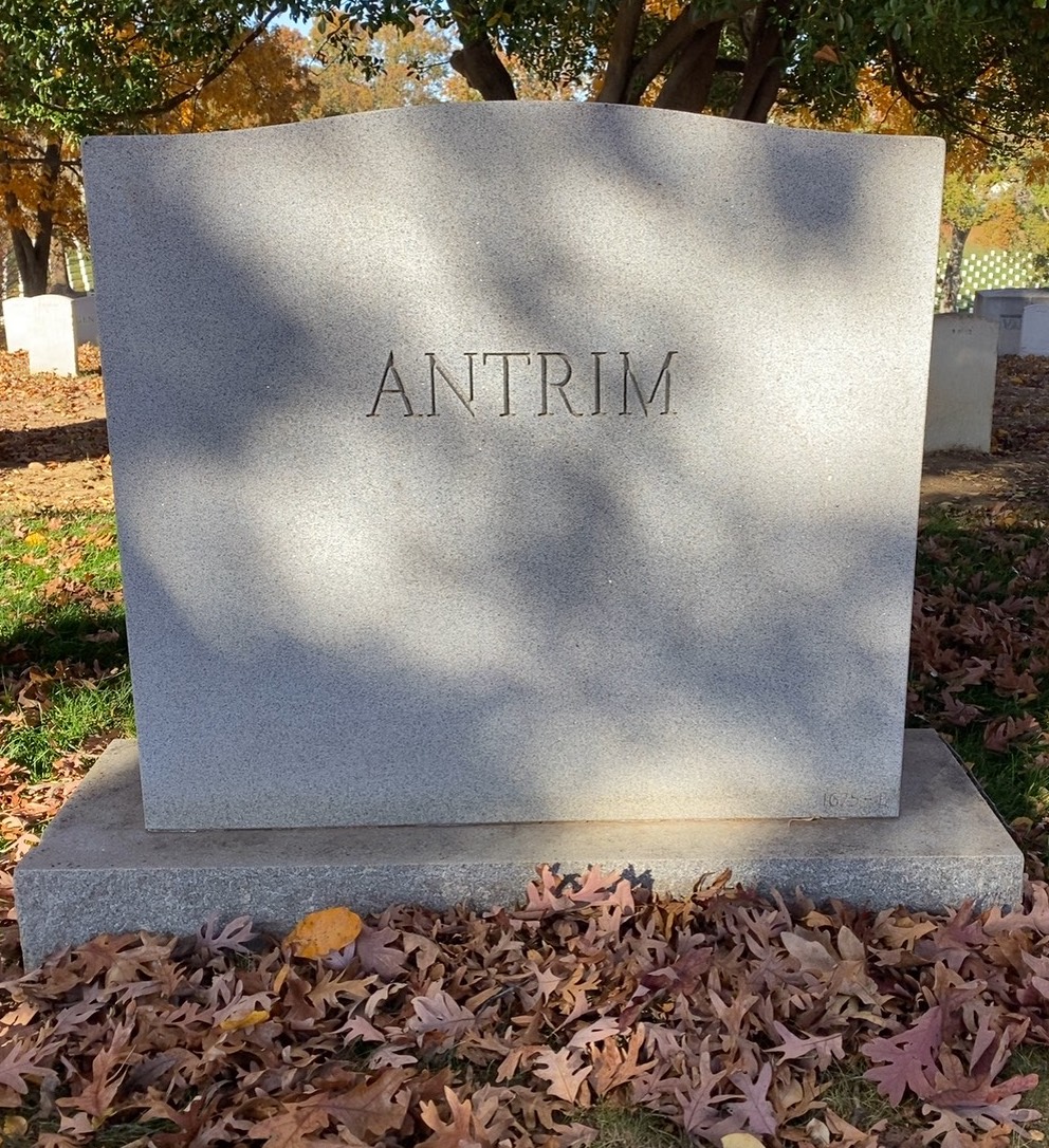 Back of headstone — Ralph Antrim