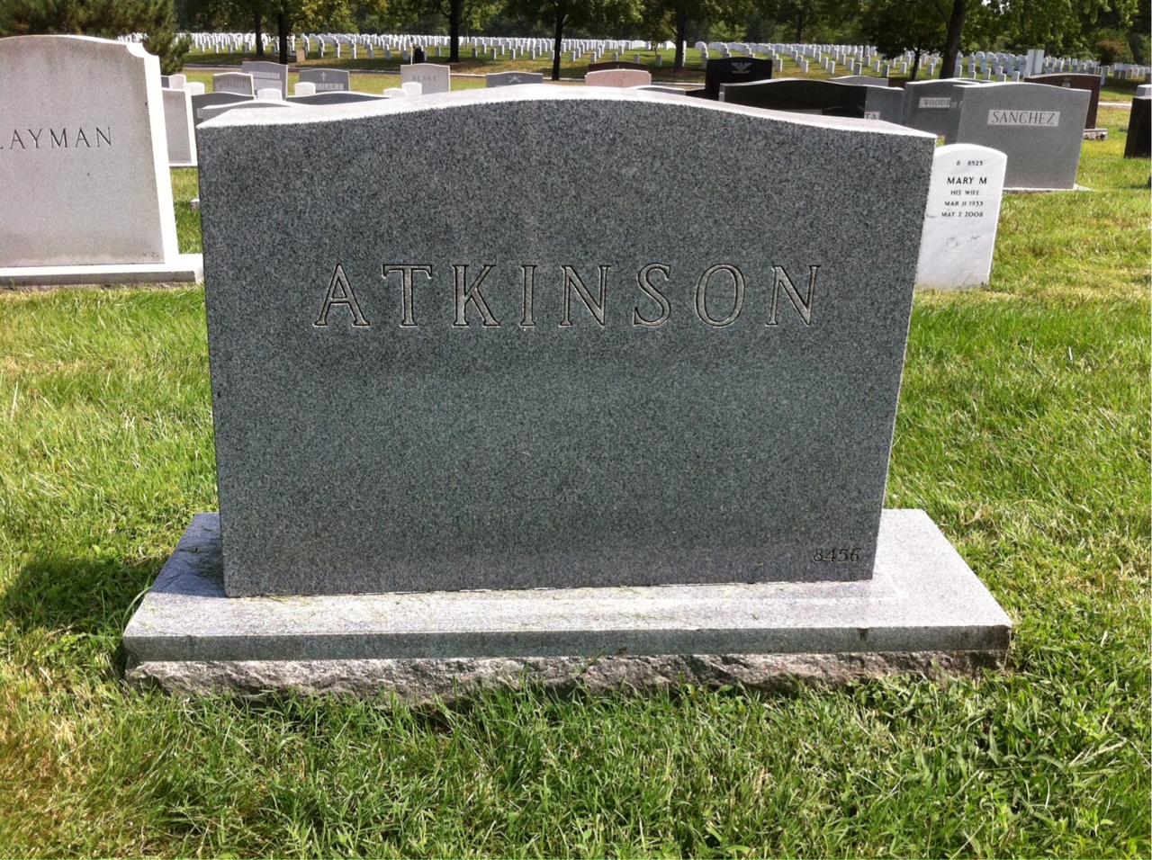 Back of headstone — Margaret Atkinson