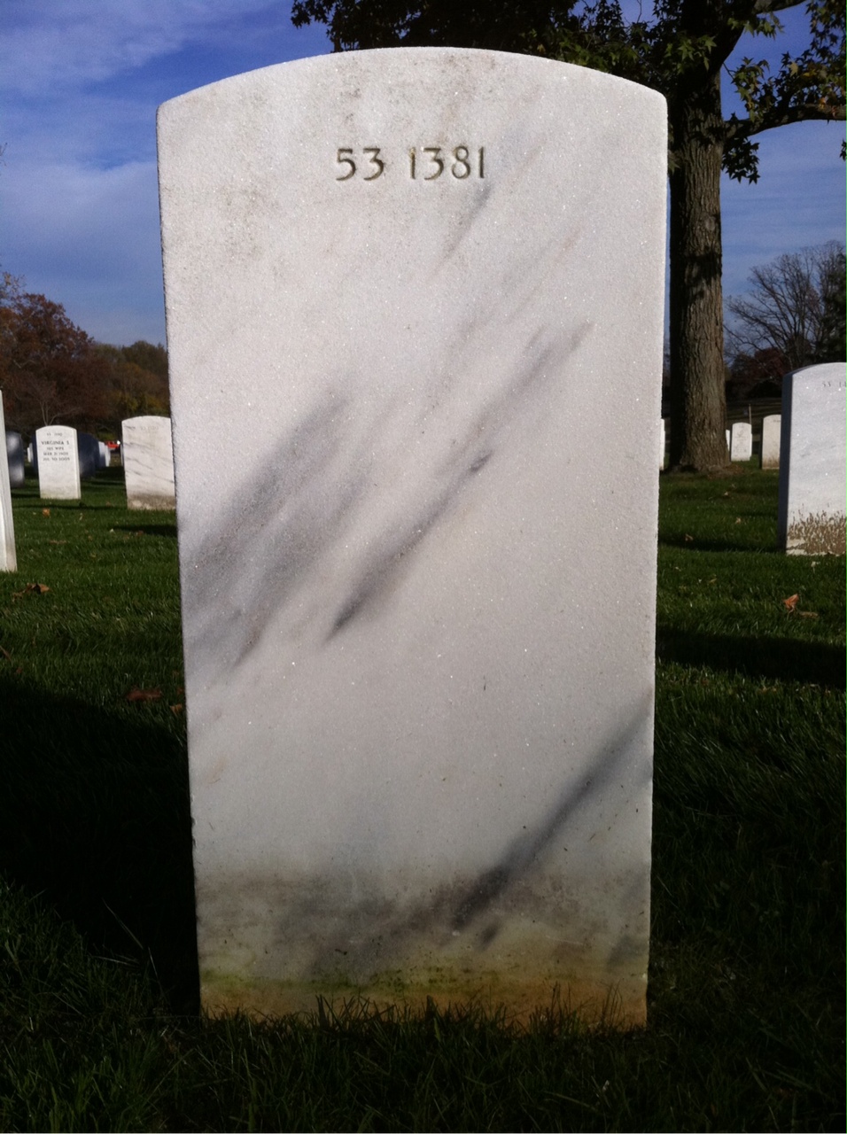 Back of headstone — Granville Corkran