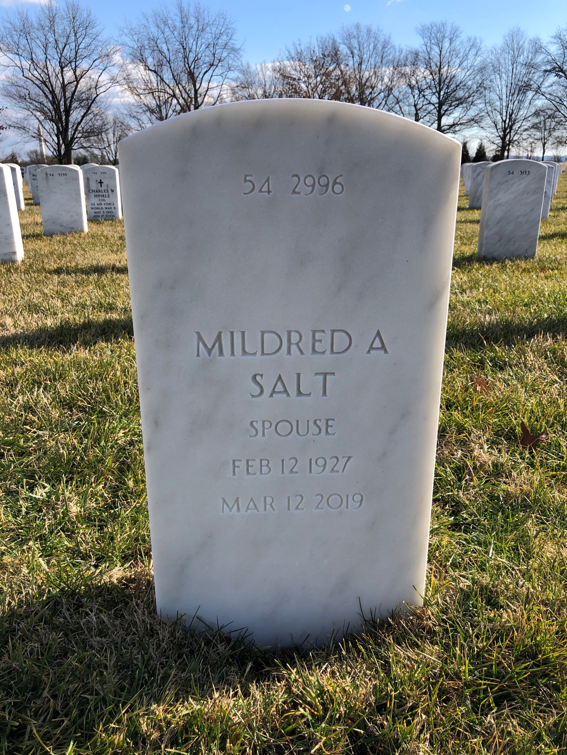 Back of headstone — Perley Mosier
