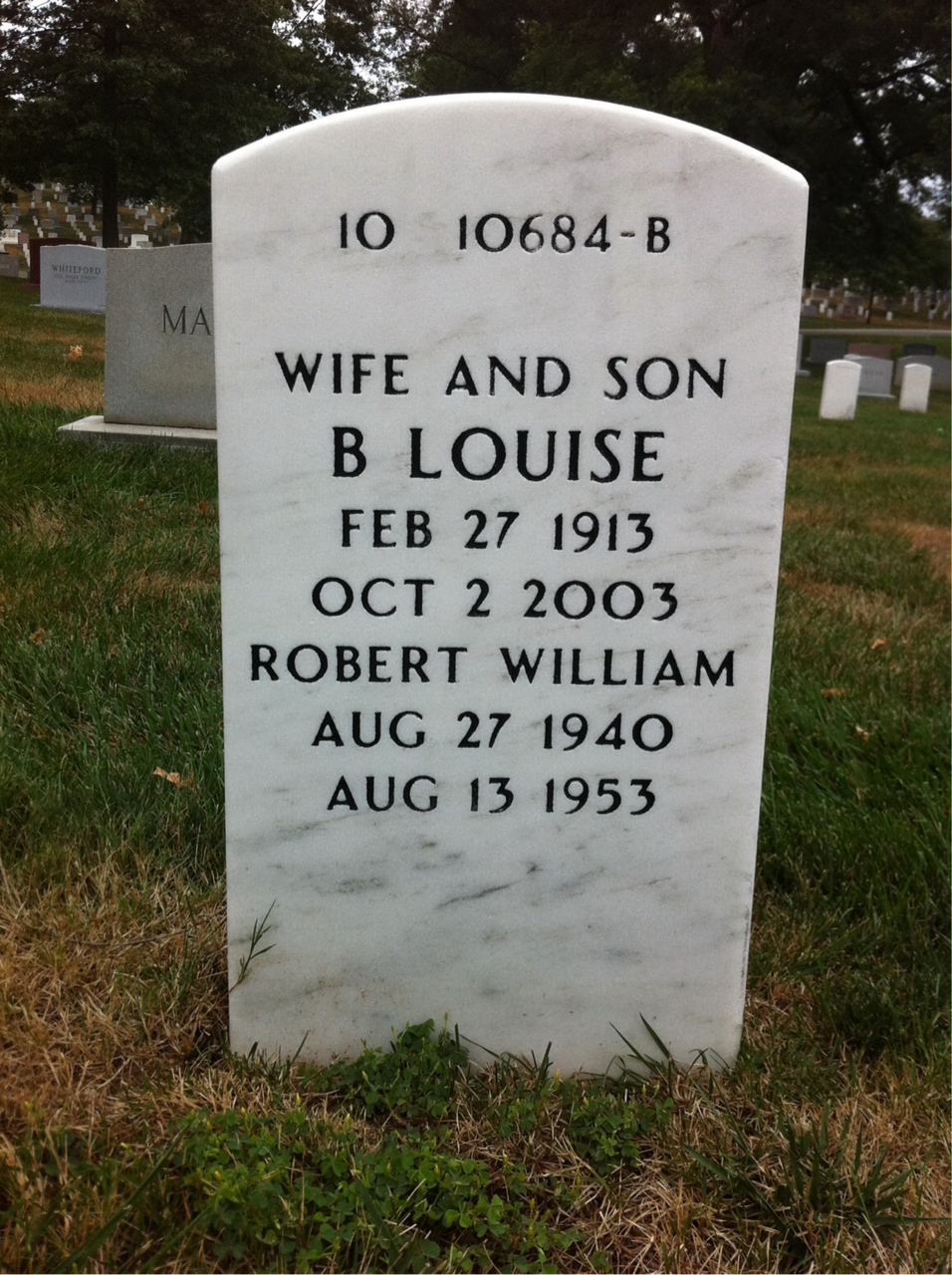 Back of headstone — Robert Strickland