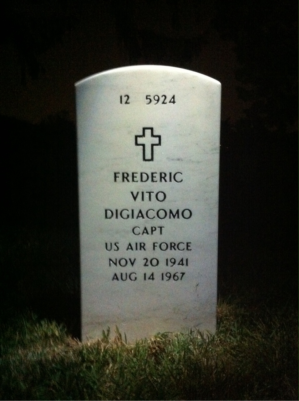 Back of headstone — Frank Digiacomo
