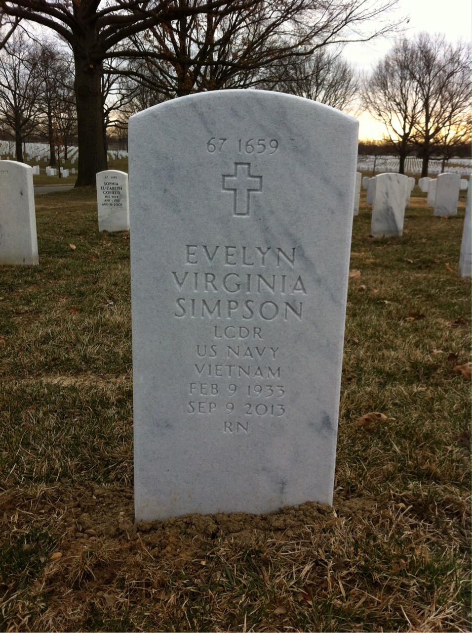 Back of headstone — Clyde Simpson
