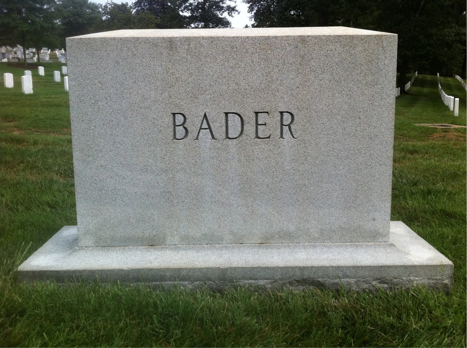 Back of headstone — John Bader