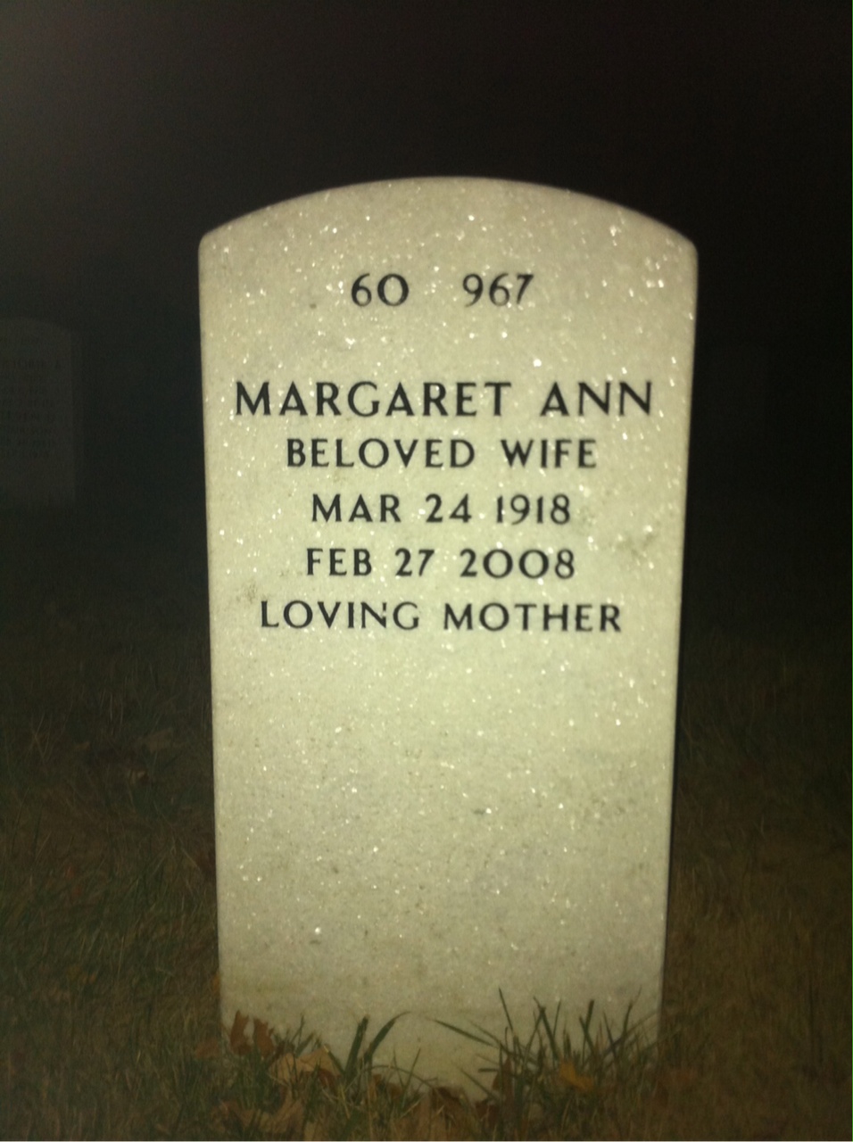 Back of headstone — Kenneth Carroll