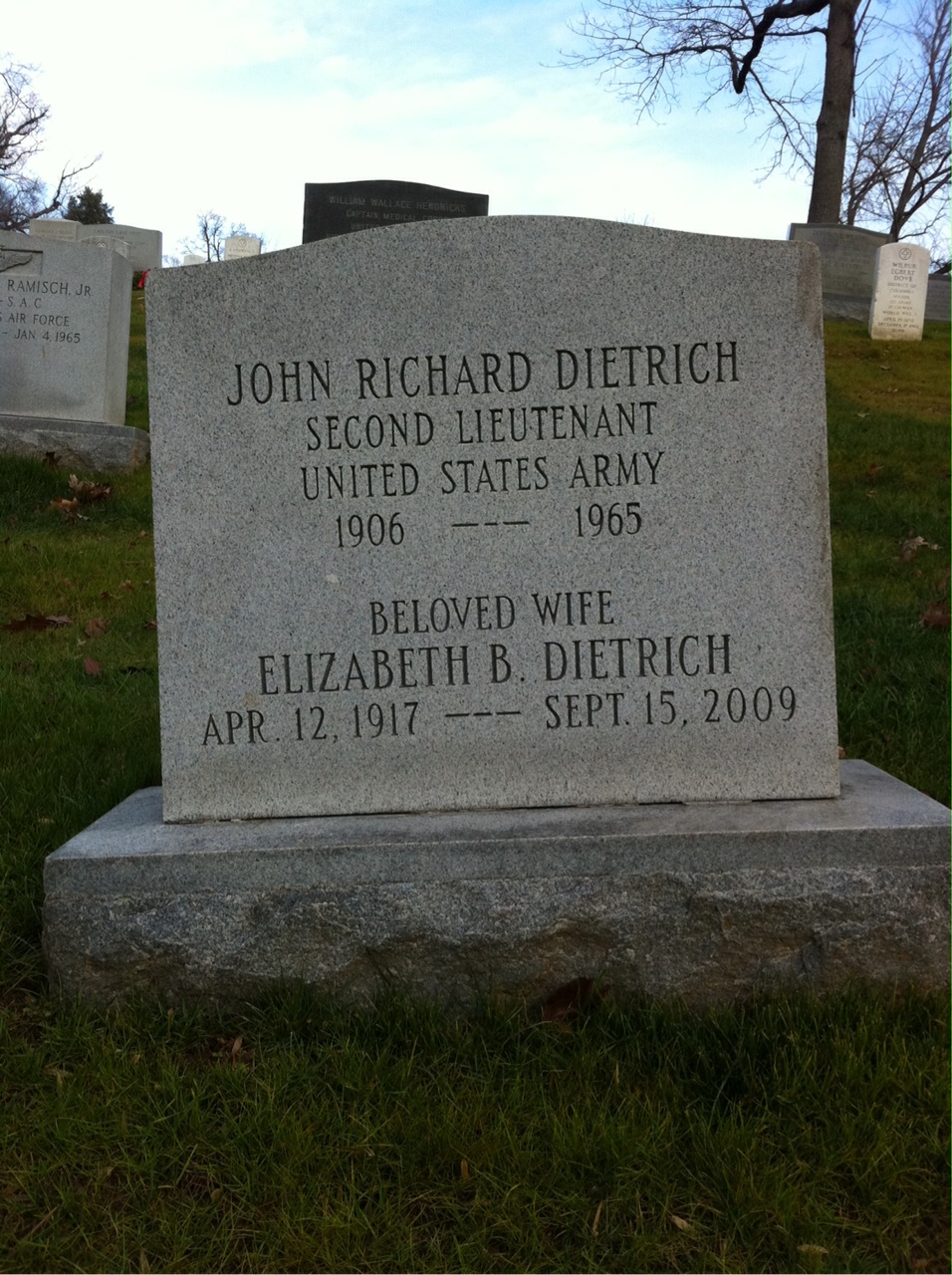 Back of headstone — John Dietrich