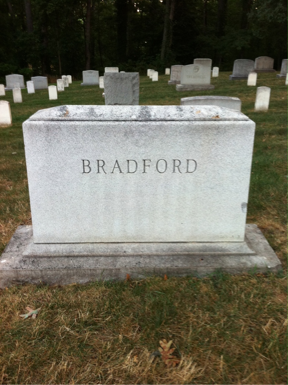 Back of headstone — Henry Bradford