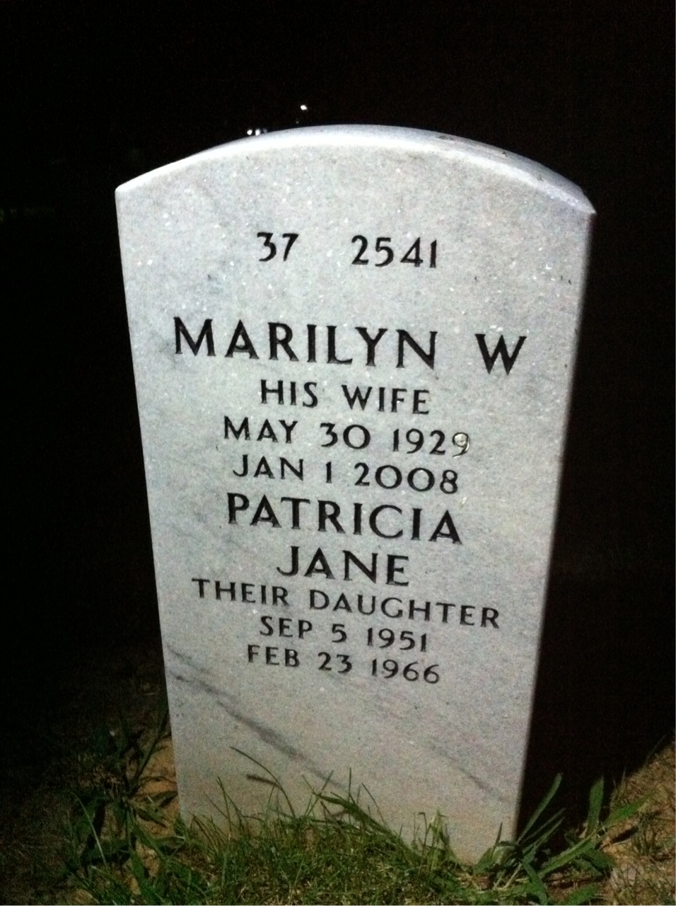 Back of headstone — William Lavelle
