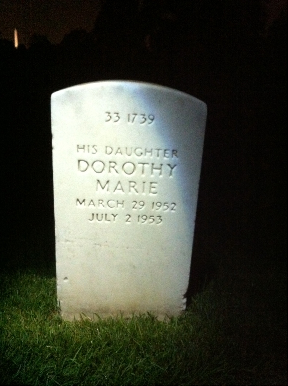 Back of headstone — Dorothy Baker