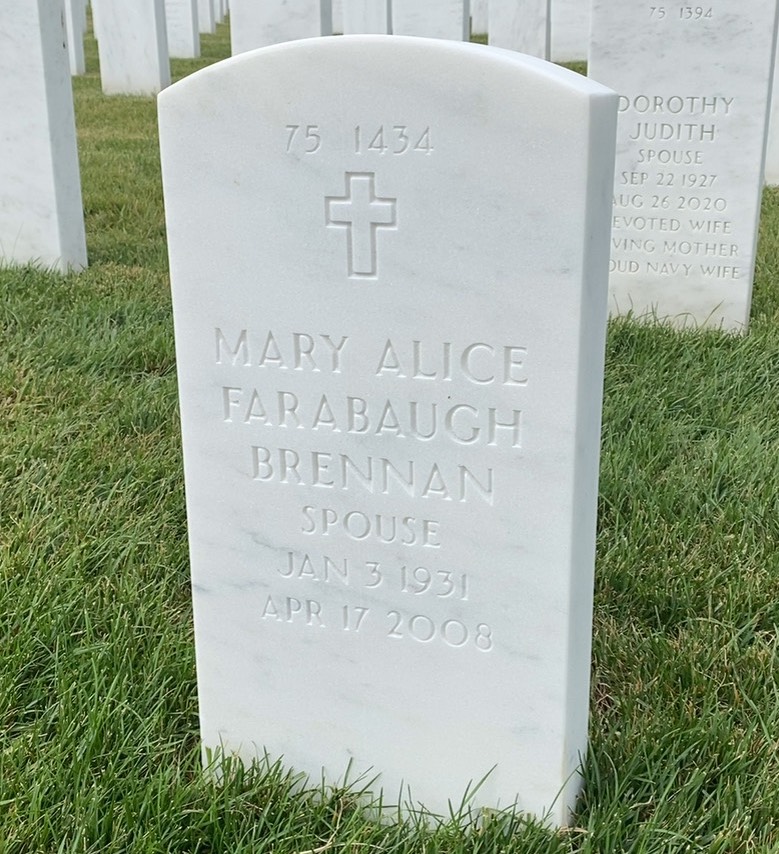 Back of headstone — Herbert Brennan