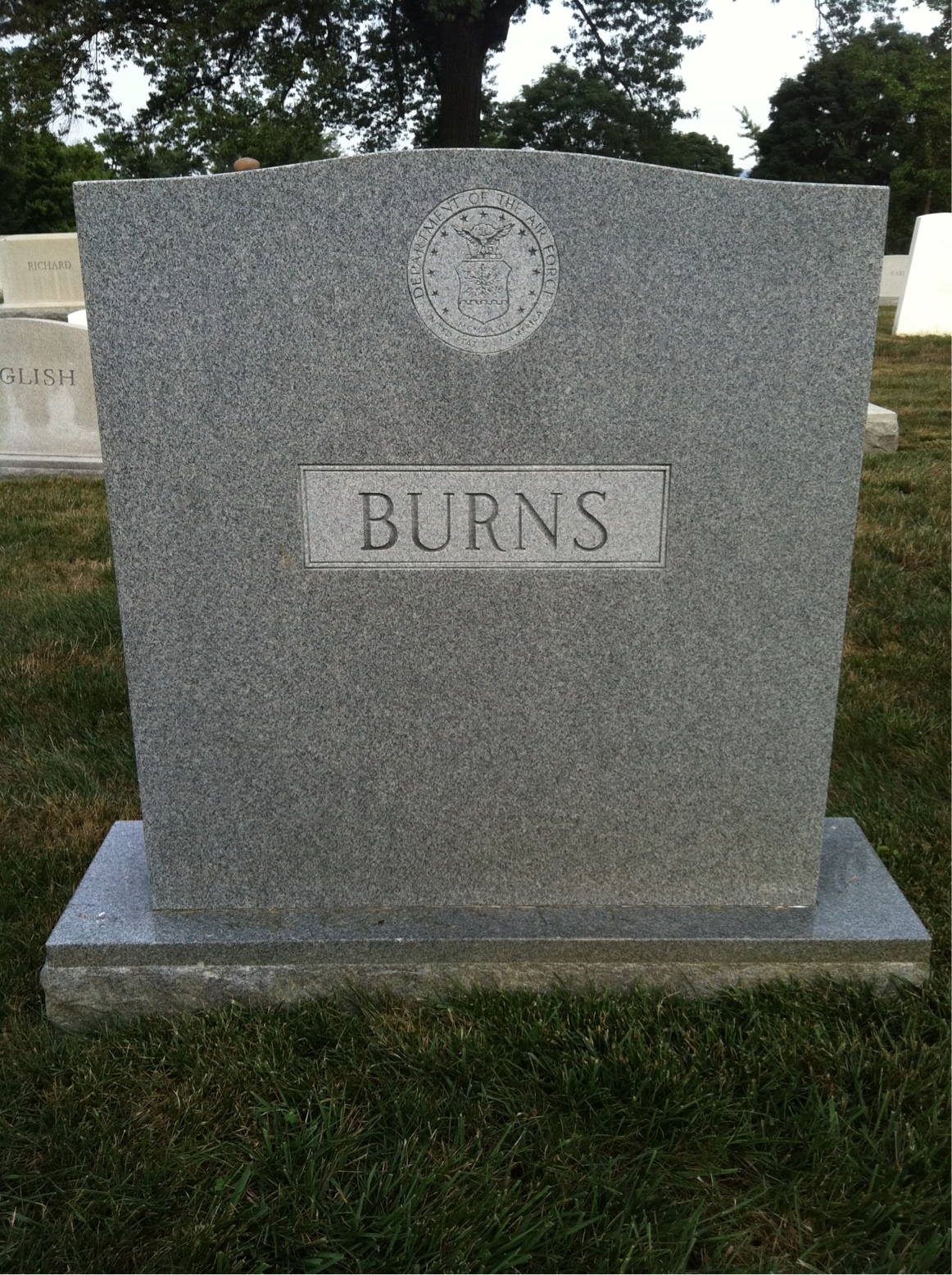 Back of headstone — Harmon Burns
