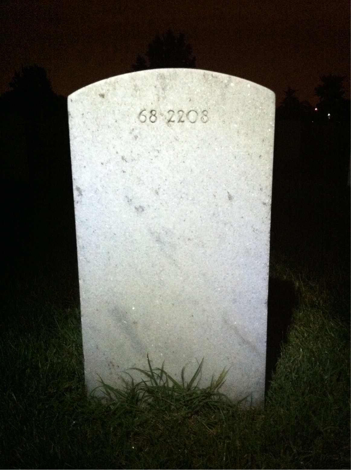 Back of headstone — Robert Arons