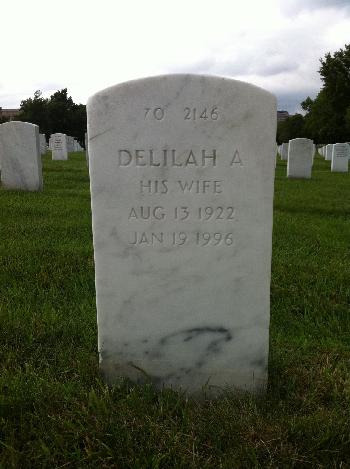 Back of headstone — Arles Cunningham