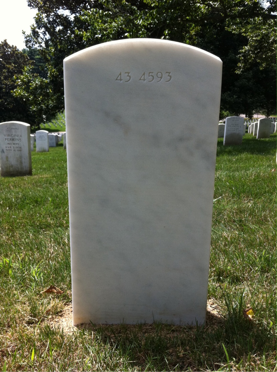 Back of headstone — Marvin Peers
