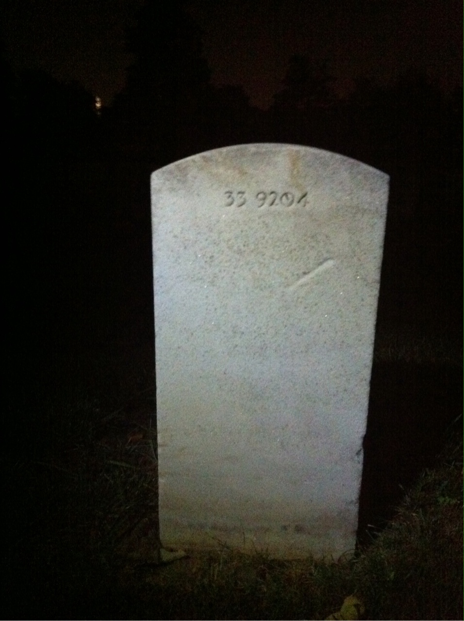 Back of headstone — William W Evans