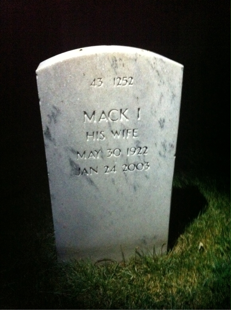 Back of headstone — Oliver Morgan