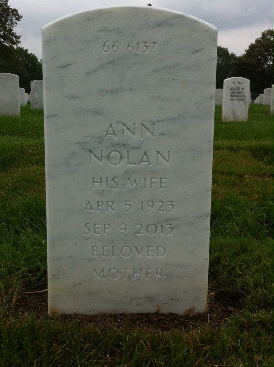 Back of headstone — Emerson Myers