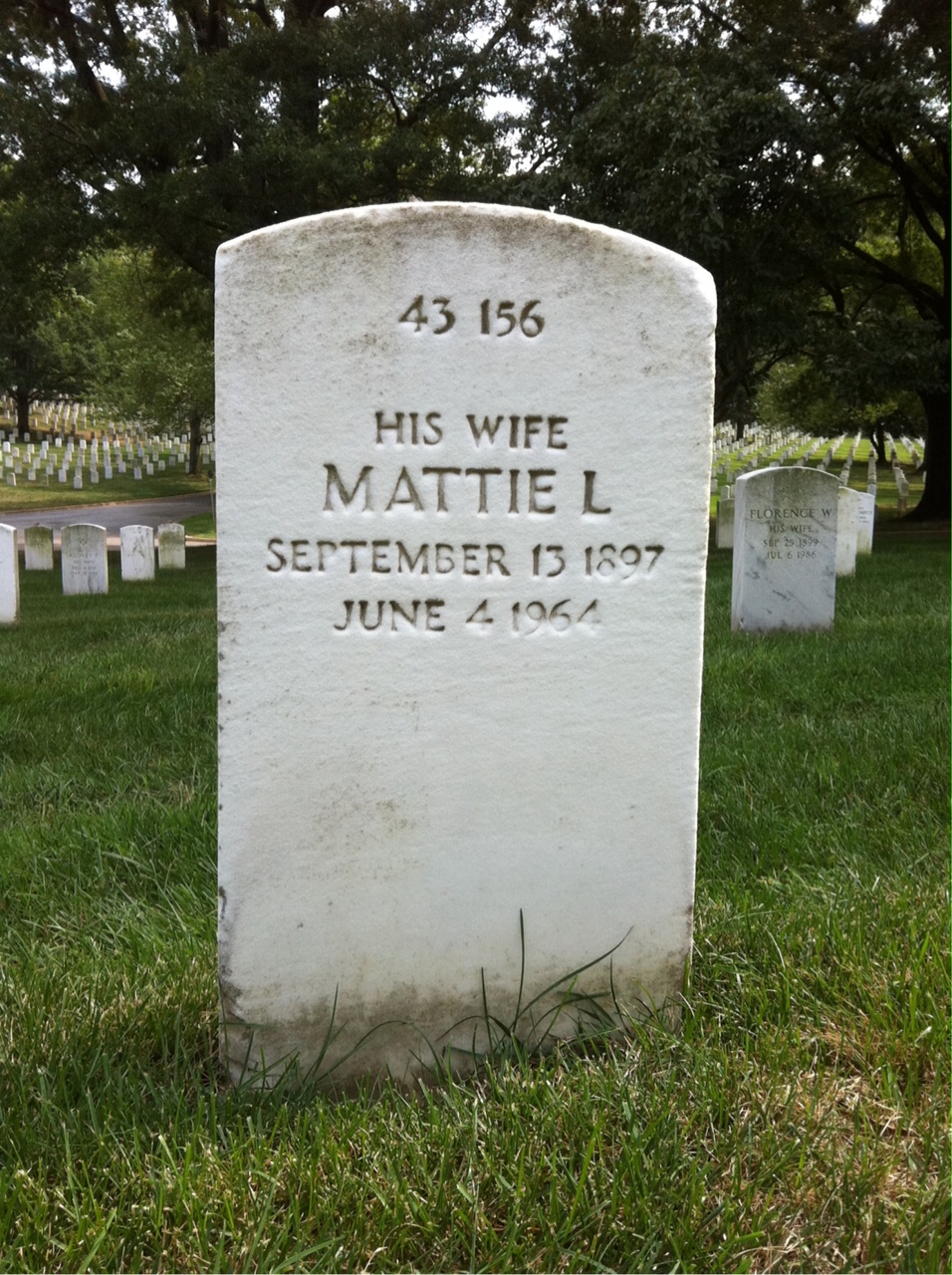 Back of headstone — Mattie Anderson