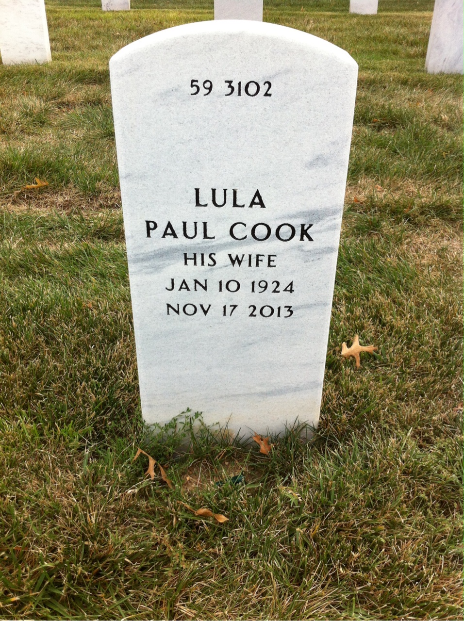 Back of headstone — Walter Hobbs