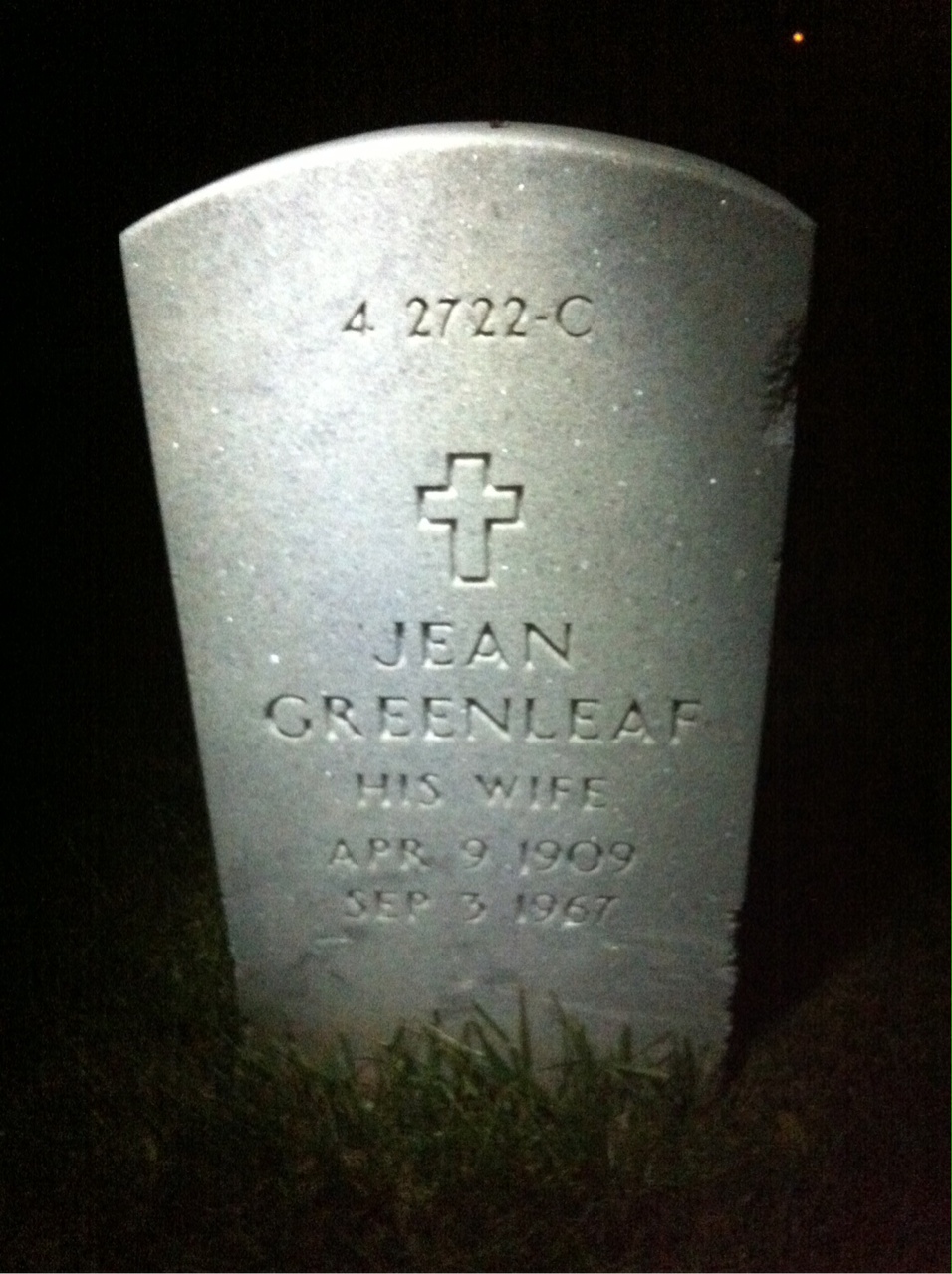 Back of headstone — Winston Rundle Frost
