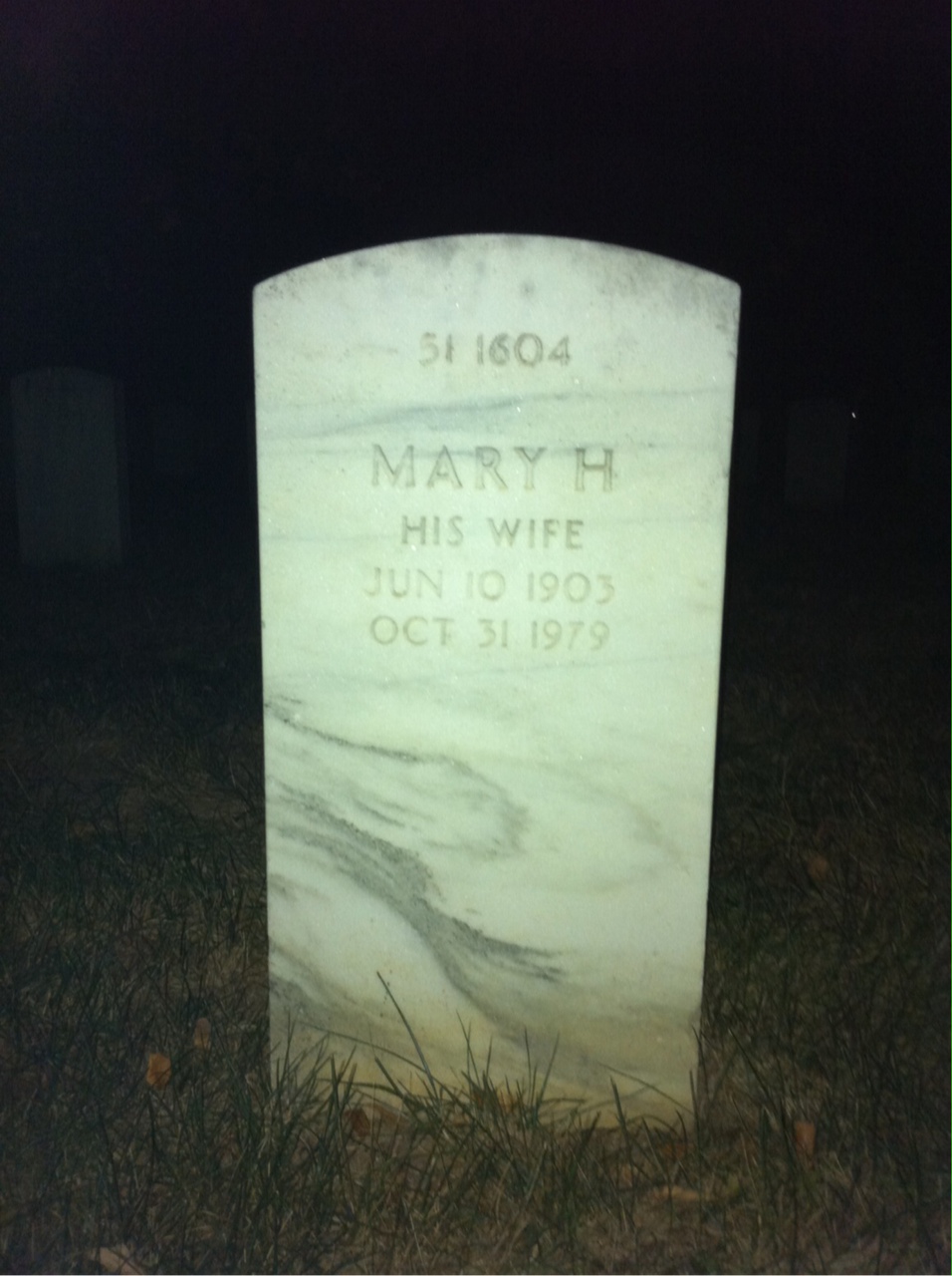 Back of headstone — Mary Musick