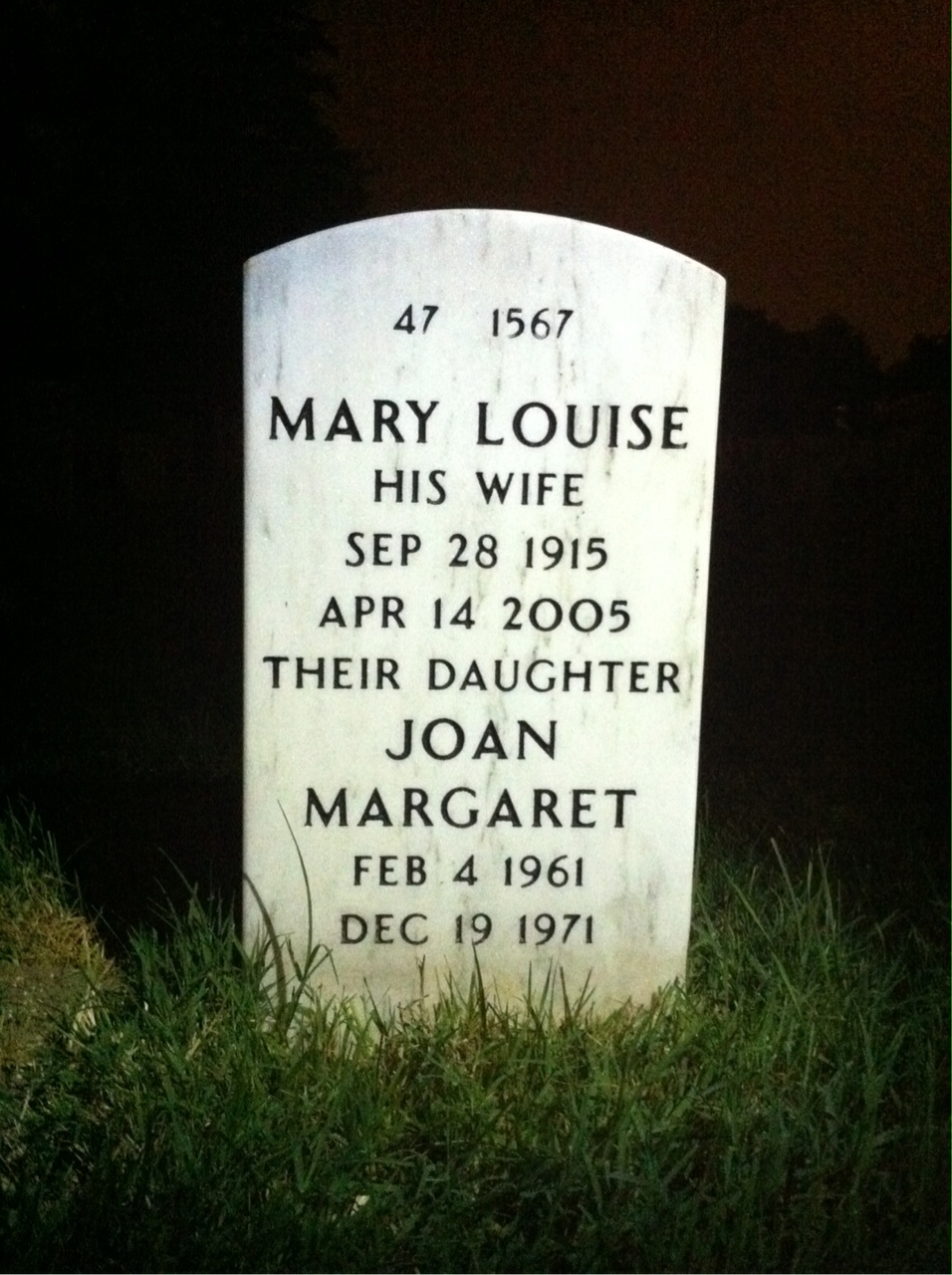 Back of headstone — Emmett Hiller