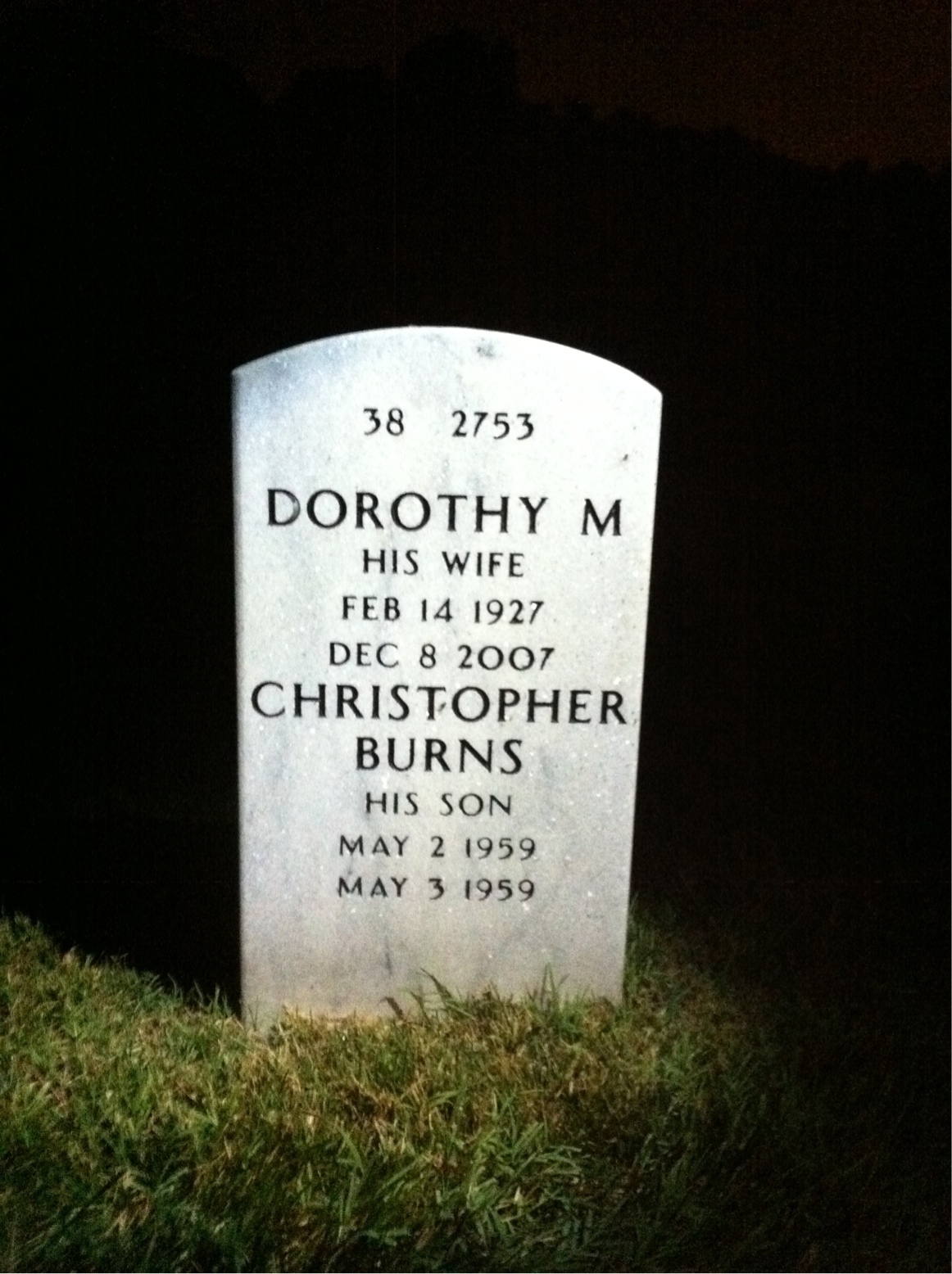 Back of headstone — Cuthbert Wilson