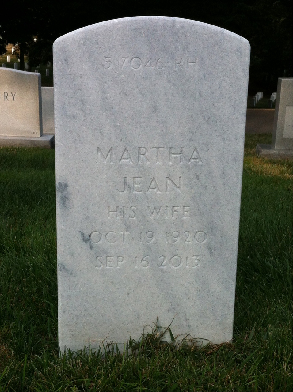 Back of headstone — William Baker